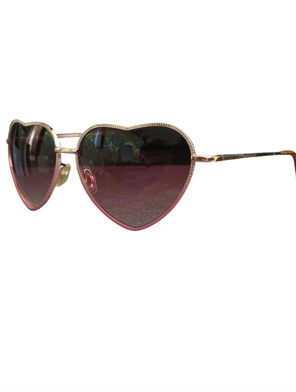 Women's Pink Trim Heart Aviator Sunglasses